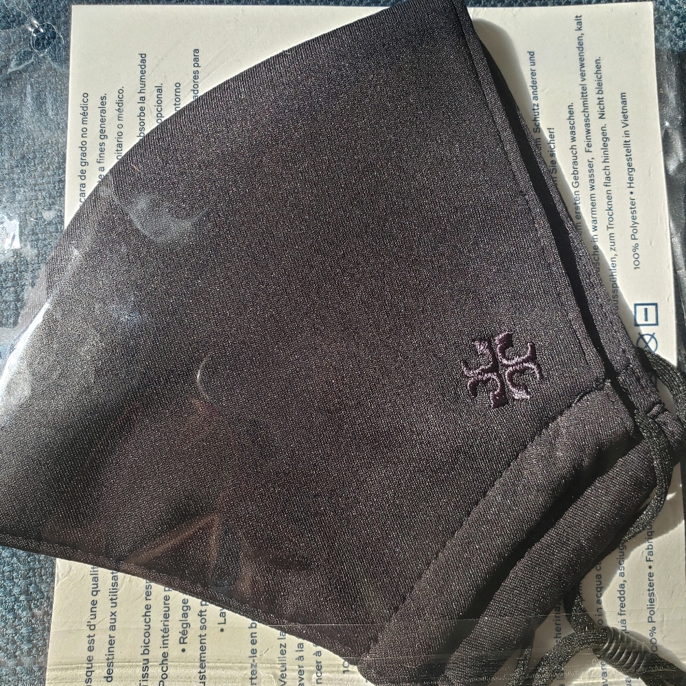 Tory Burch Designer Face Mask Black Branded Logo Simple